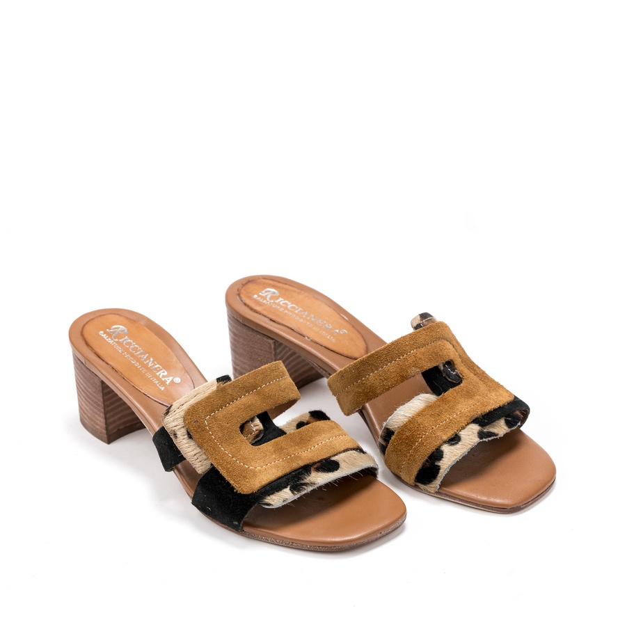 Ženske kožne papuče Riccianera-033 bež na štiklu - Kupite odmah na Creator.rs -